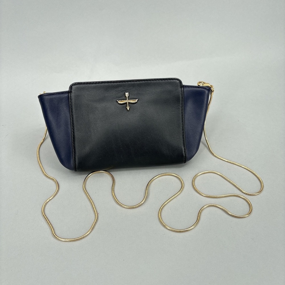 Pour La Victoire Bag Womens Mini Black Navy Leather Chain Crossbody Dust Bag